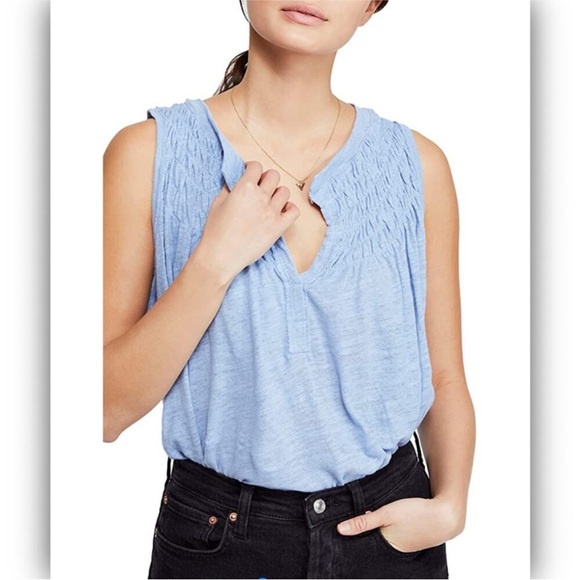 Free People Tops - Free People Sky Dreamy Clouds Blue Sleeveless Blouse